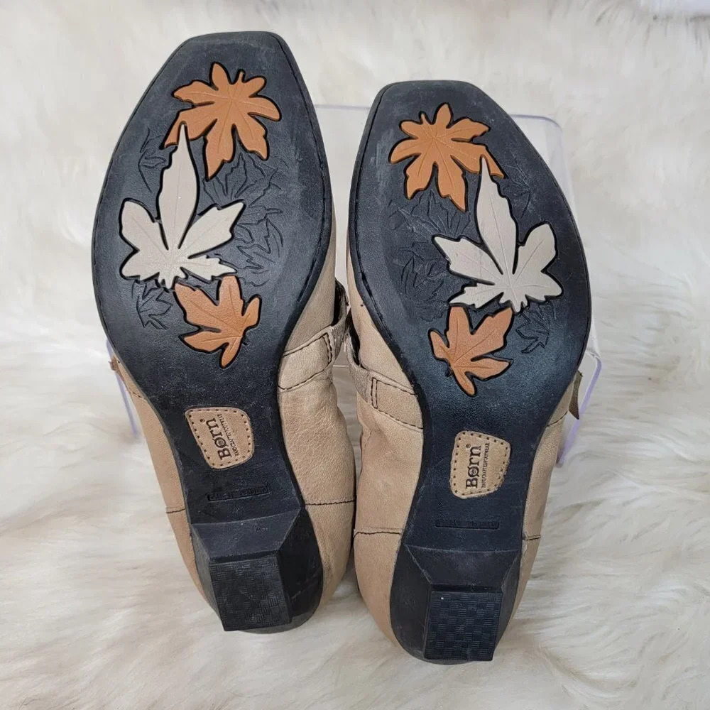 Born Womens 10 Kitten Heel Mary‎ Jane Slip On Leather Shoes Boho Academic Classy - Picture 11 of 12